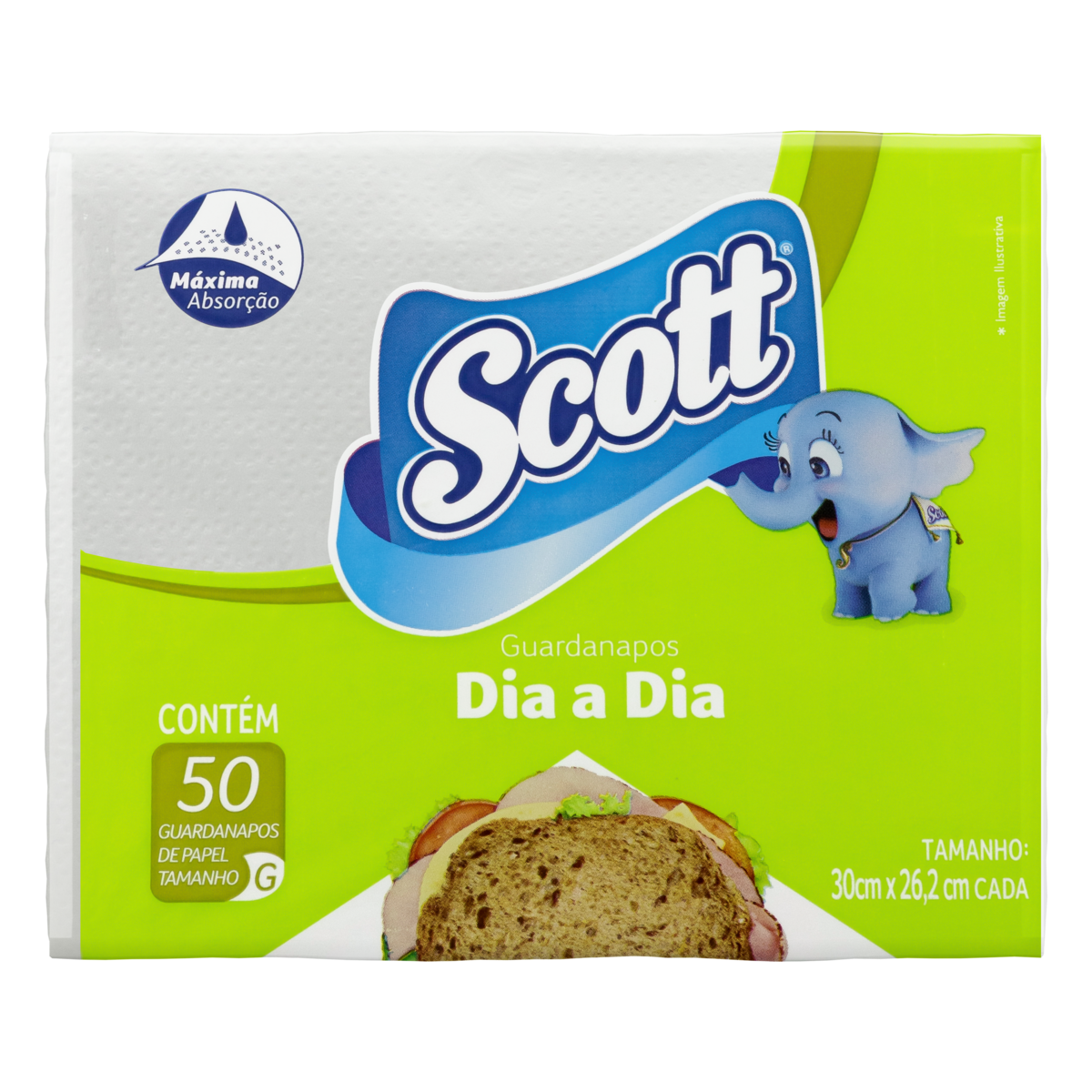 Guardanapo de Papel Folha Simples Scott Dia a Dia 30cm x 26,2cm Pacote 50 Unidades
