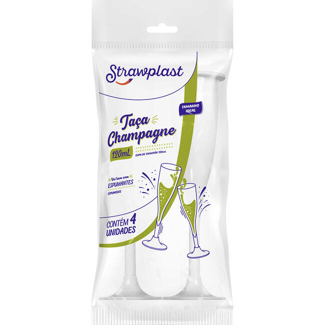 Taça Descartável Strawplast Branca 120ml 4 un