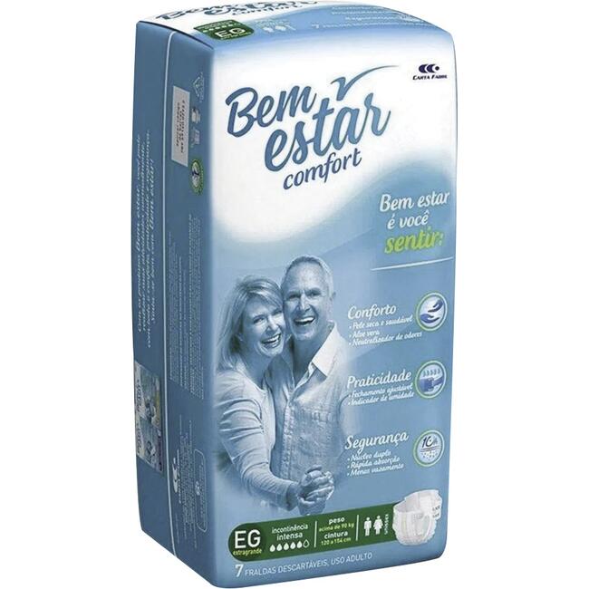 Fralda Geriátrica Bem Estar Comfort - XG 7 un