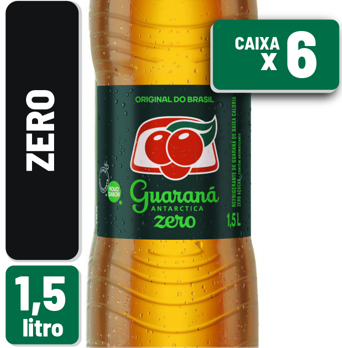 Refrigerante Guaraná Antarctica Zero Pet 1,5L Caixa c/ 6 un