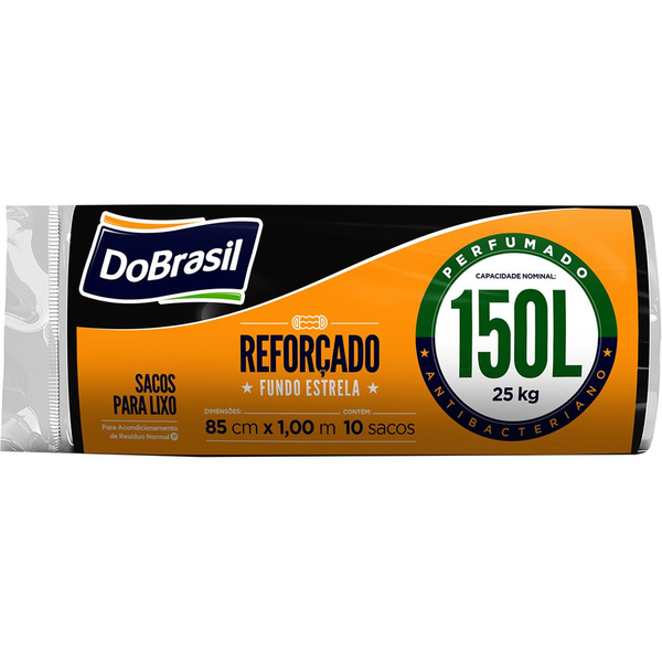 Saco para Lixo DOBRASIL Perfumado Preto com 10 Unidades 150L Rolo