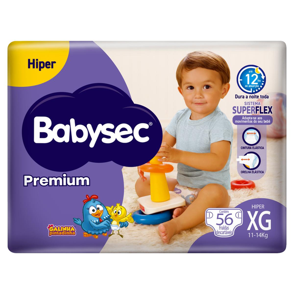 Fralda Babysec Premium Hiper M - 68/ G - 60/ XG - 56/ XXG - 52