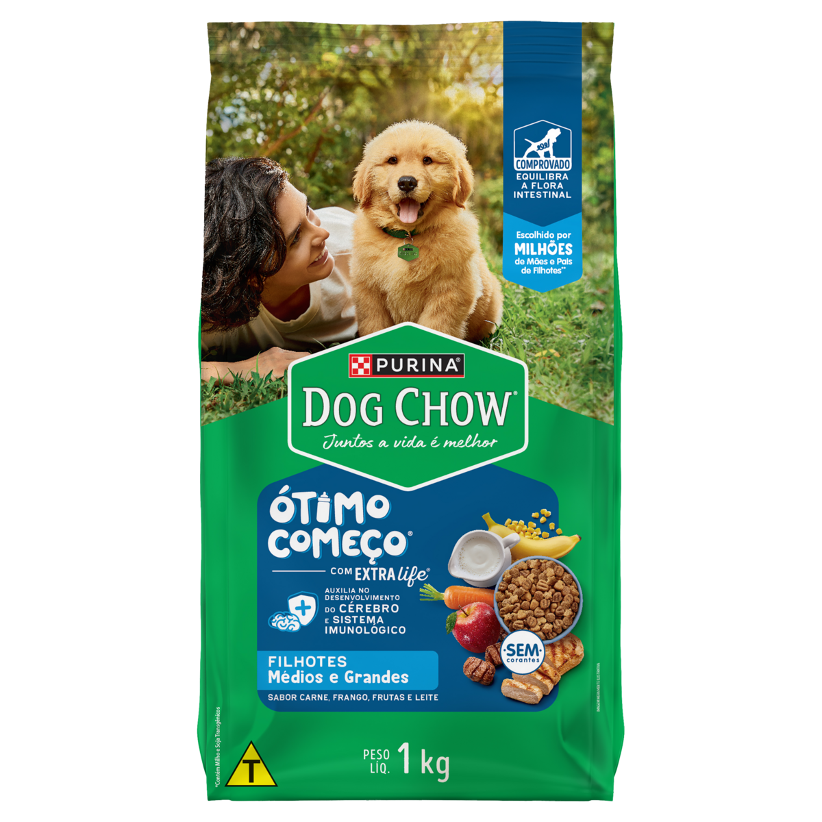 Ração NESTLÉ PURINA DOG CHOW EXTRALIFE Filhotes Médios e Grandes Carne, Frango e Arroz 1kg
