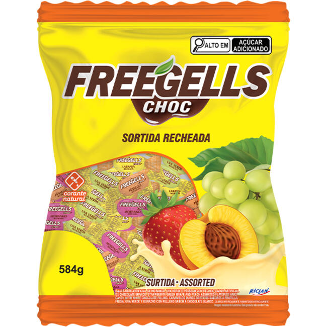Bala Riclan Freegells Chocolate Branco 584g