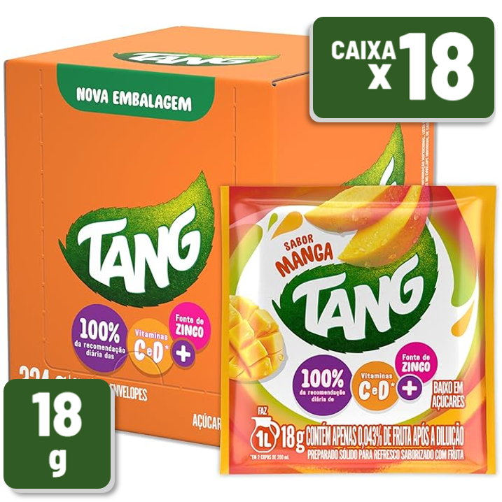 Refresco em Pó Tang Manga Pacote 18g Display c/ 18 Un