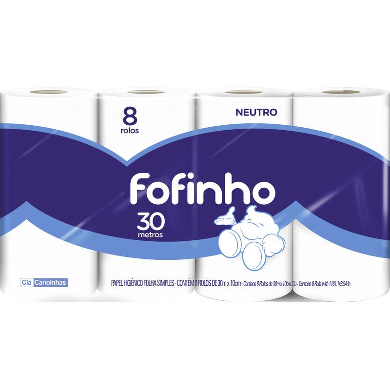 Papel Higiênico Fofinho Folha Simples- 30m 8 un