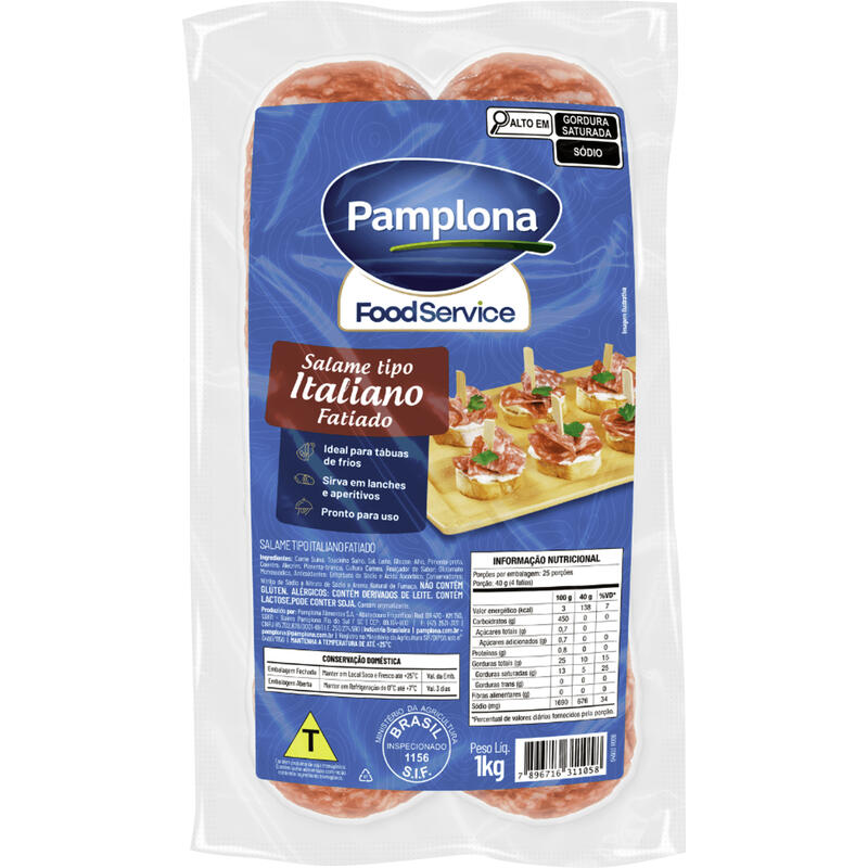 Salame Italiano Pamplona Fatiado 1kg