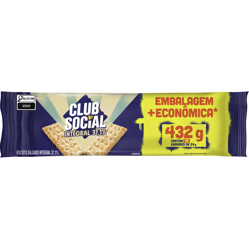 Biscoito Club Social Integral 432g