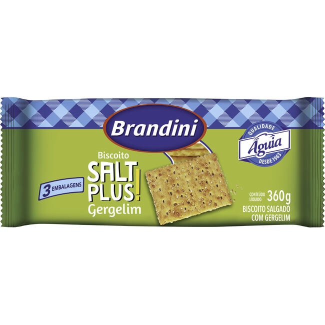 Biscoito Salt Plus Brandini Gergelim 360g