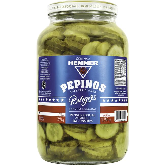 Pepino Agridoce em Conserva Hemmer Rodelas 1,750kg