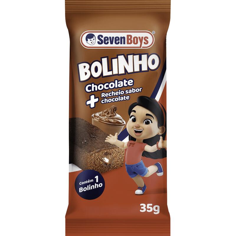 Bolinho Chocolate Recheio Chocolate Seven Boys Pacote 35g