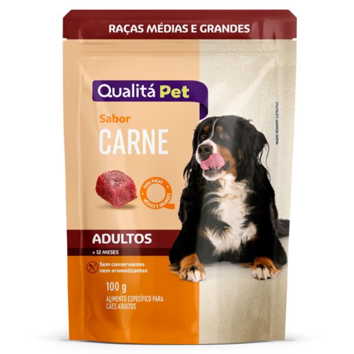 Alimento para Cães Raças Grandes Carne Qualitá Sachê 100g