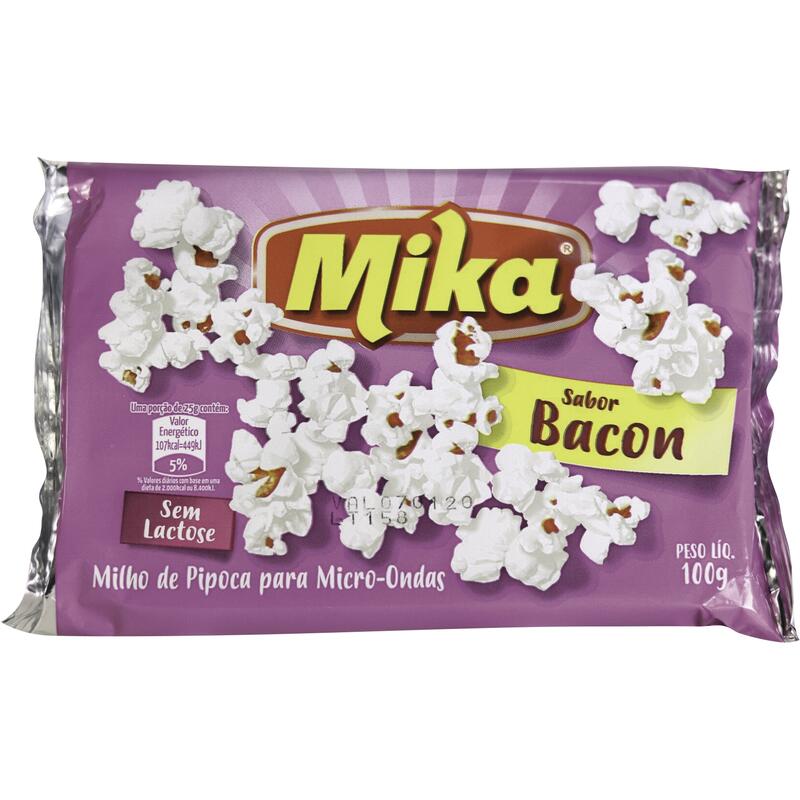 Milho de Pipoca para Micro-ondas Mika Bacon 100g