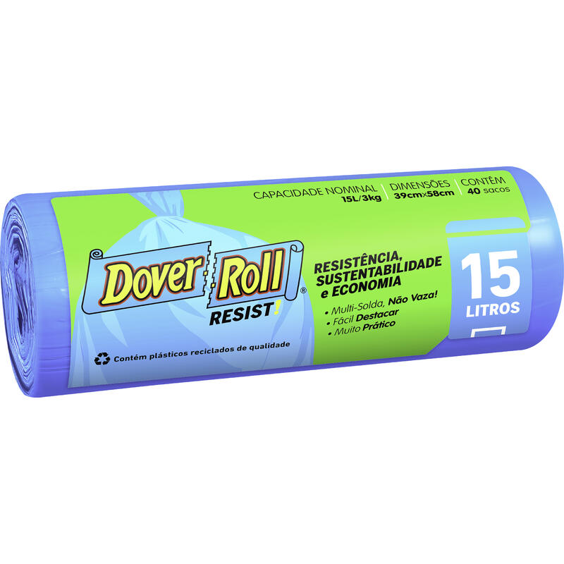 Saco de Lixo Dover Roll Azul 15L 40 un