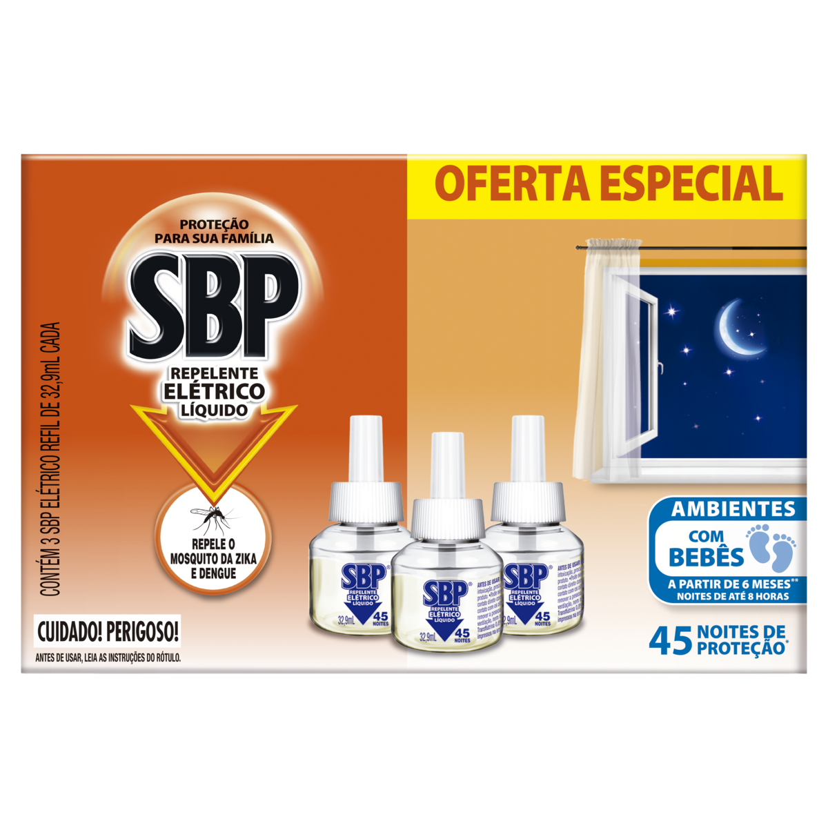 Repelente Elétrico Líquido SBP 45 noites 3 Refis Oferta Especial
