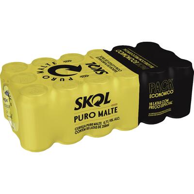 Cerveja Skol Puro Malte 18x350ml