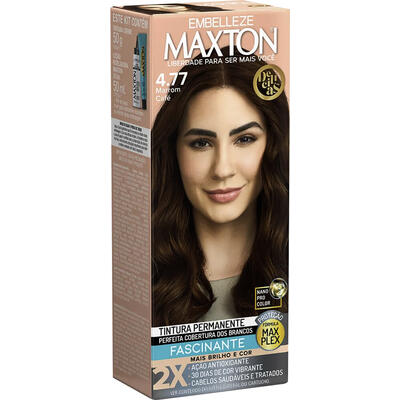 Tintura para Cabelo Maxton 4.77 Marrom Café 1 kit