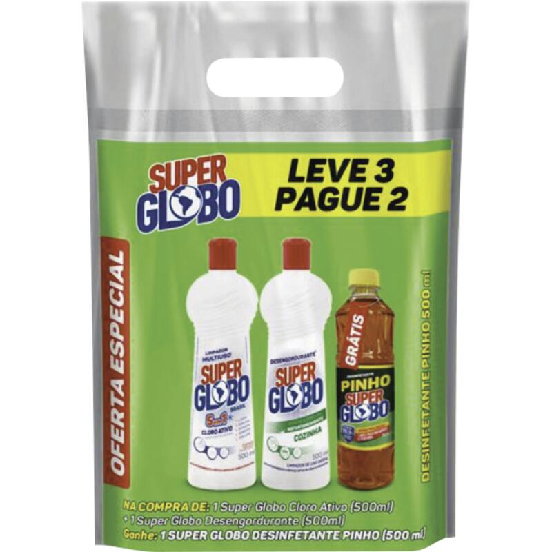 Kit Super Globo Cloro/Desengordurante/Pinho