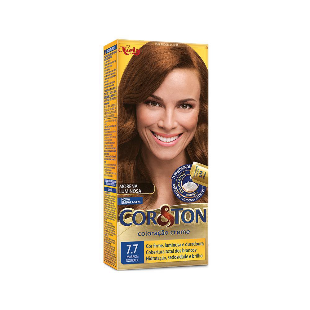 Tintura Cor & Ton Coloração Creme 7.7 Marrom Dourado 125g