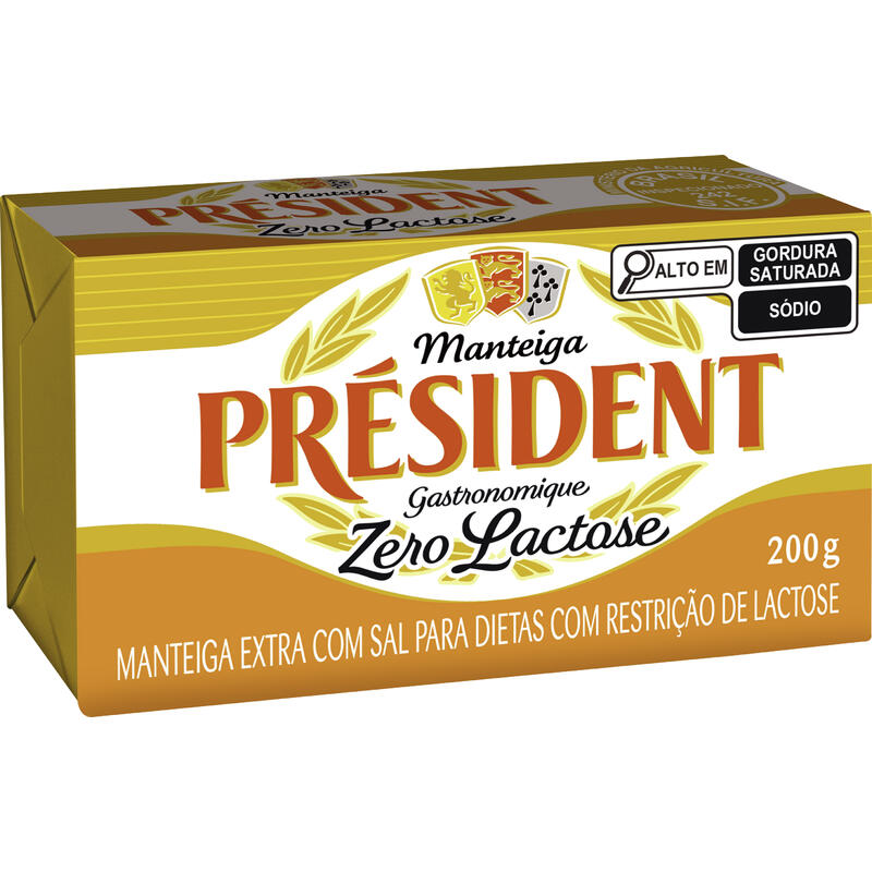 Manteiga Extra com Sal Zero Lactose Président Gastronomique  200g