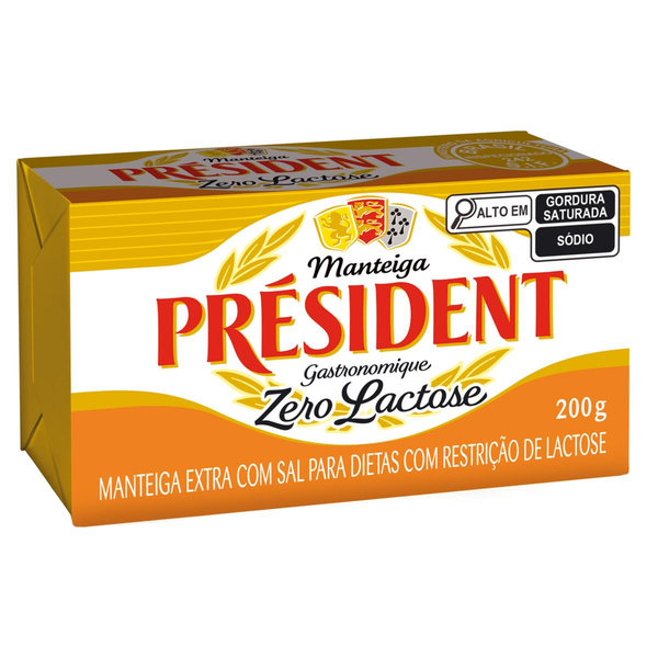 Manteiga Extra com Sal Zero Lactose Président Gastronomique  200g