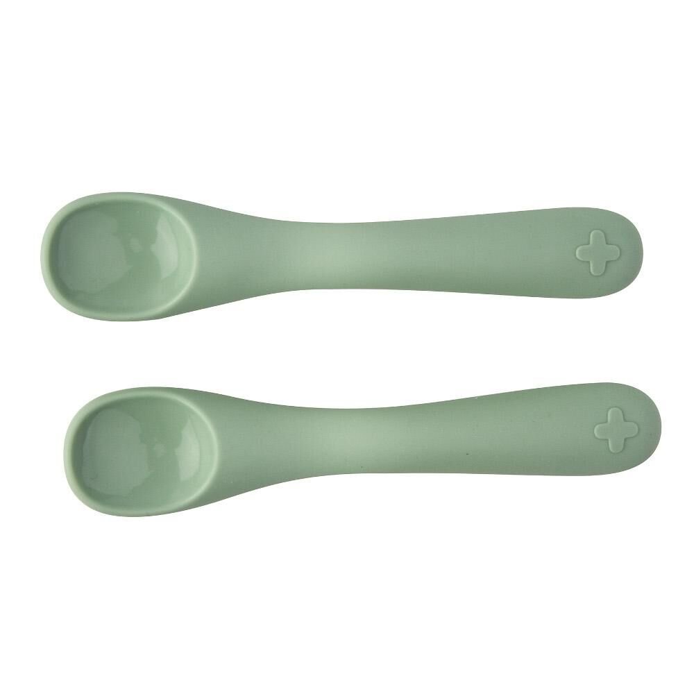 Conjunto De Colheres A\BABY Silicone Verde Com 2 Peças