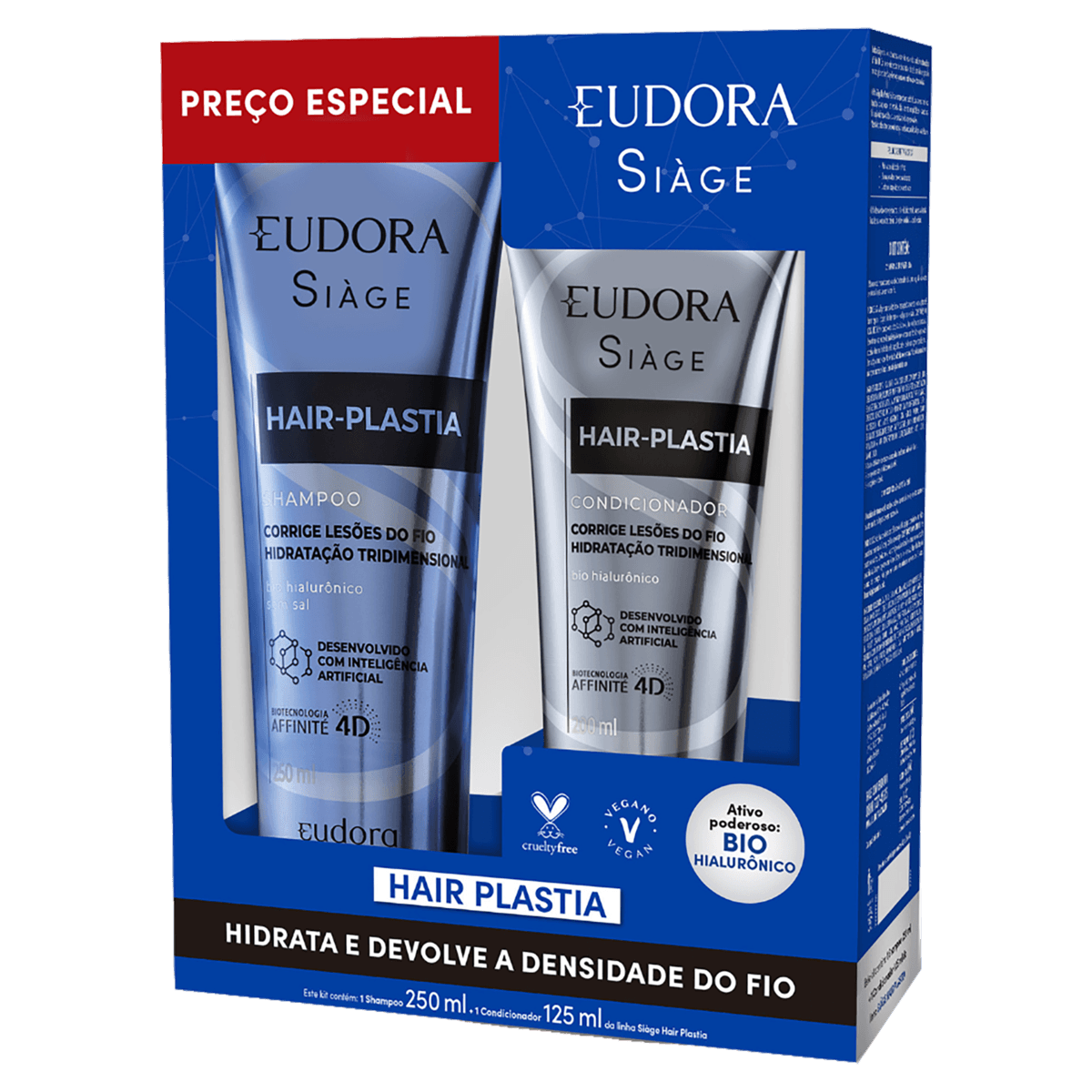 Kit EUDORA SIAGE Hair Plastia Shampoo 250ml + Condicionador 125ml Un