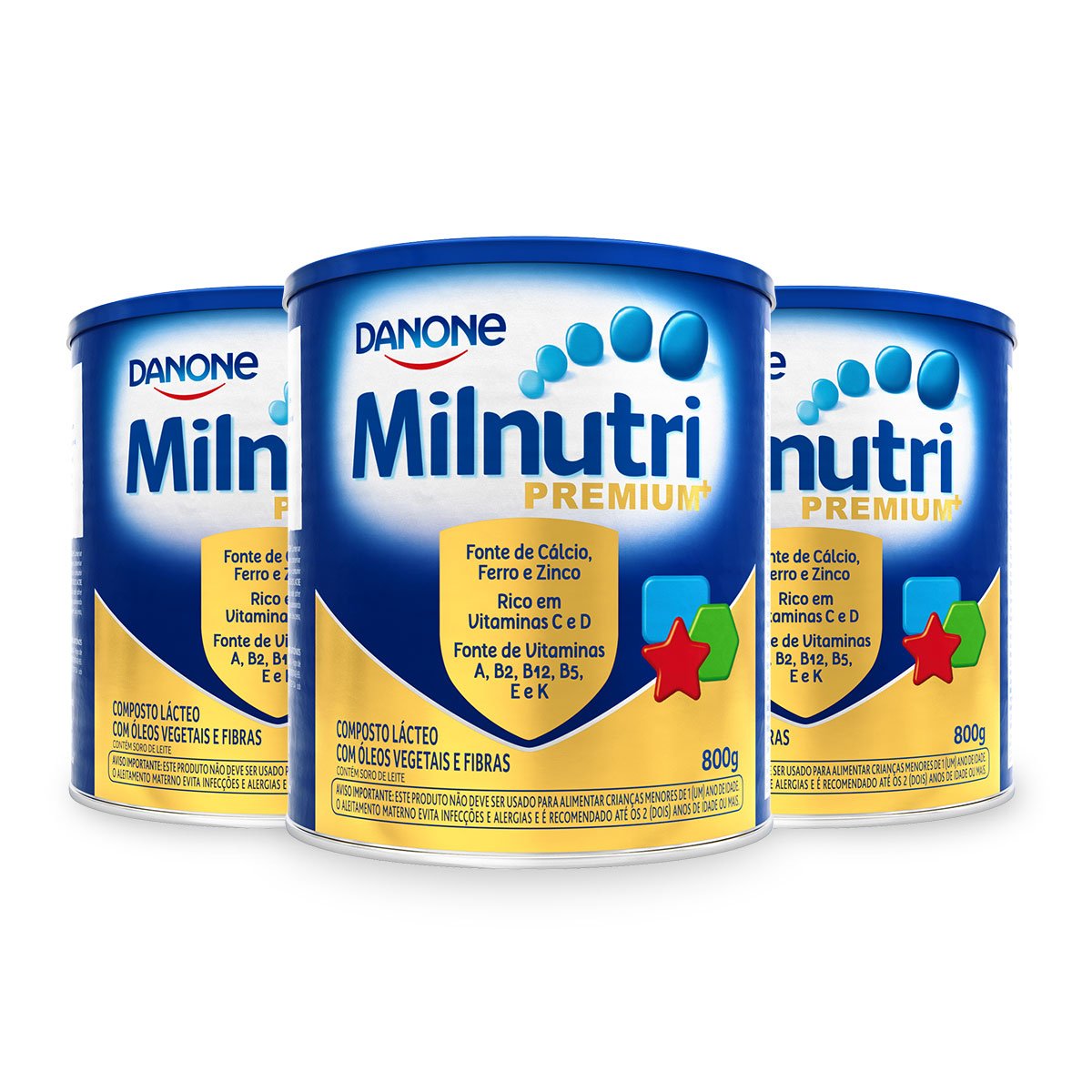 Kit 3 Latas Composto Lácteo Milnutri Premium 800g