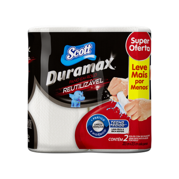 Pano SCOTT Duramax Reutilizável com 2 unidades 20,1X21,5cm Leve mais Por menos