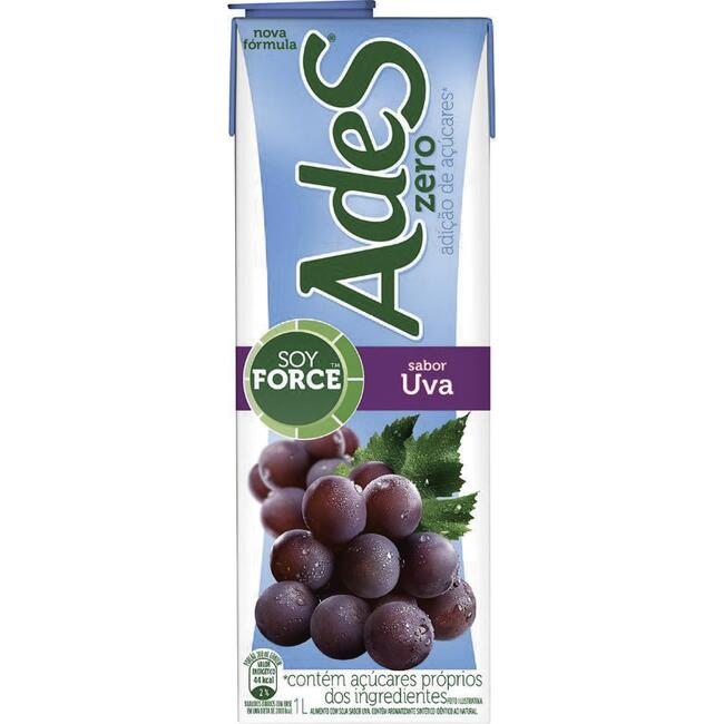 Alimento a Base de Soja Zero Ades Uva 1L