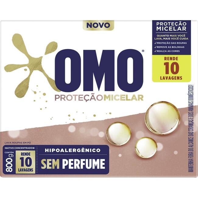 Lava Roupas em Pó Omo Proteção micelar 800g