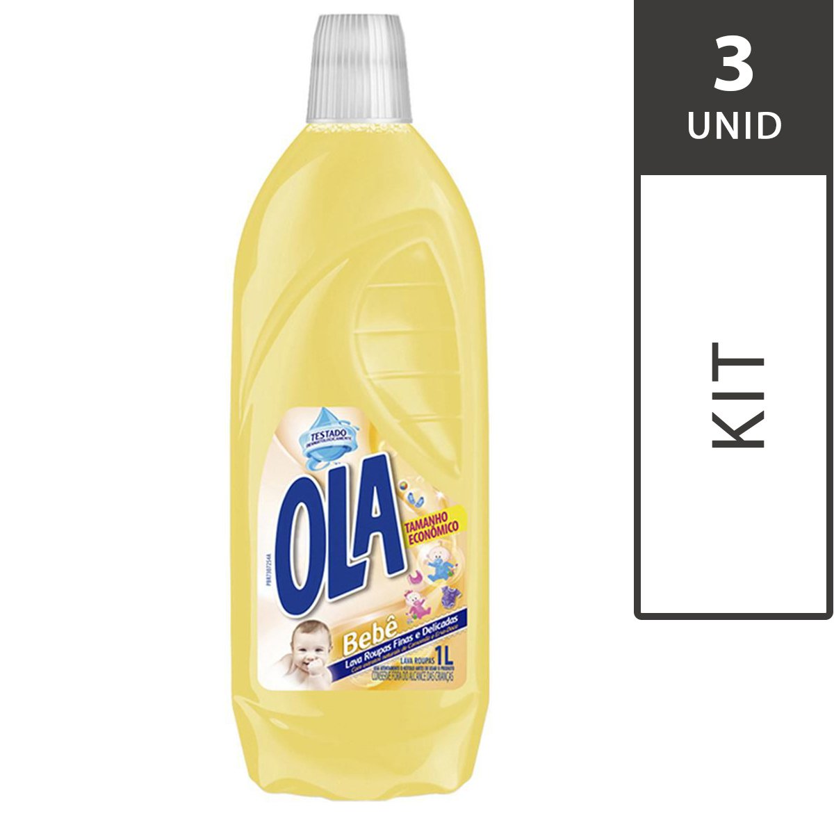 Kit com 3 Lava Roupas Líquido OLA Bebê 1 Litro Cada