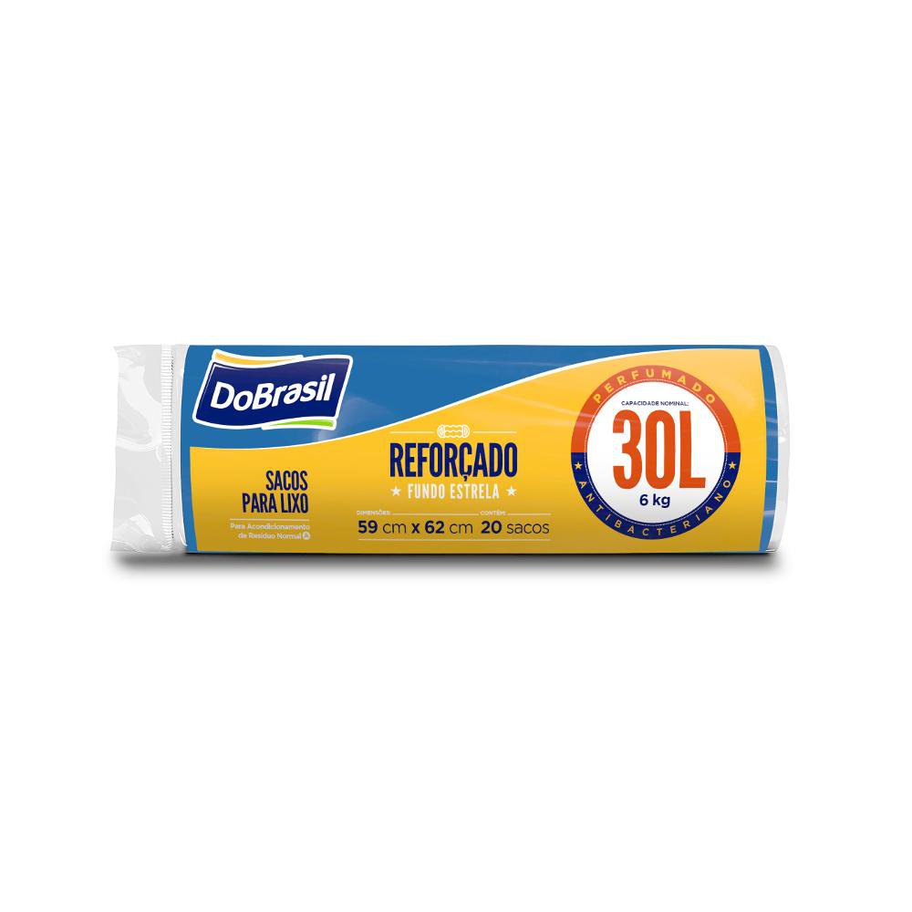 Saco para Lixo DOBRASIL Perfumado Azul com 20 Unidades 30l Rolo