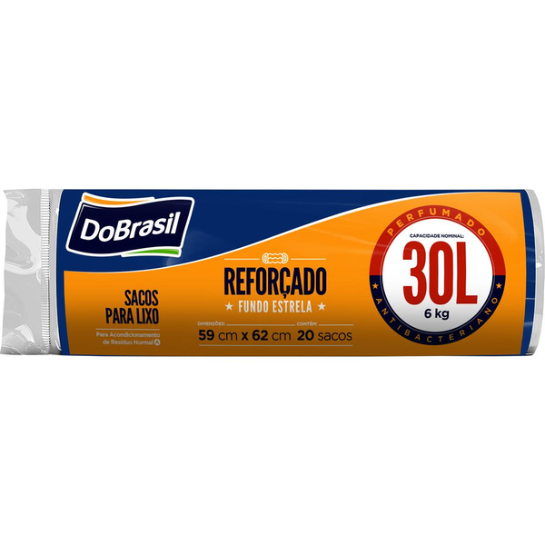 Saco para Lixo DOBRASIL Perfumado Azul com 20 Unidades 30l Rolo