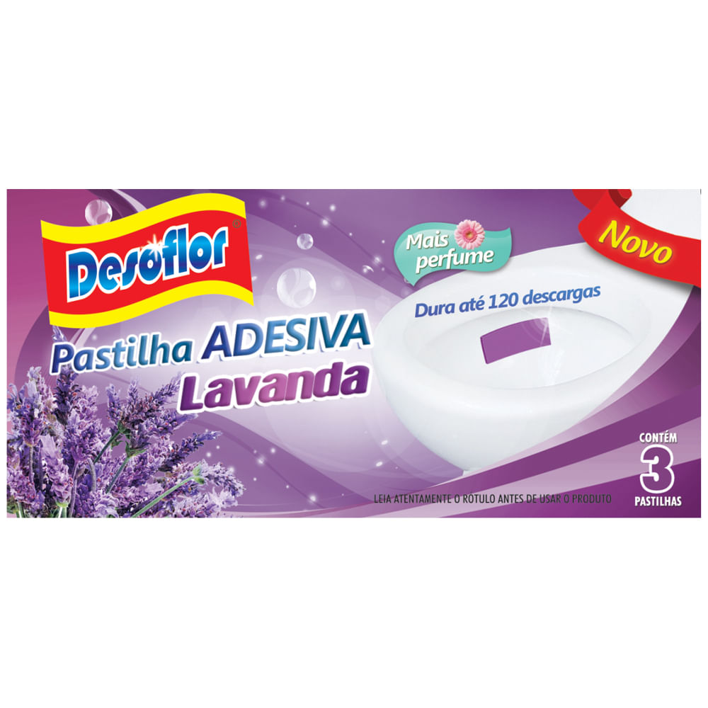 Pastilha Adesiva Sanitária Desoflor Lavanda 3un