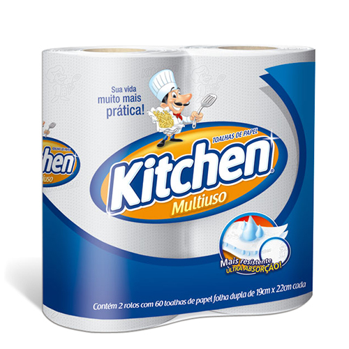 Toalha De Papel Kitchen 2 Rolos Com 60 Toalhas 22cm