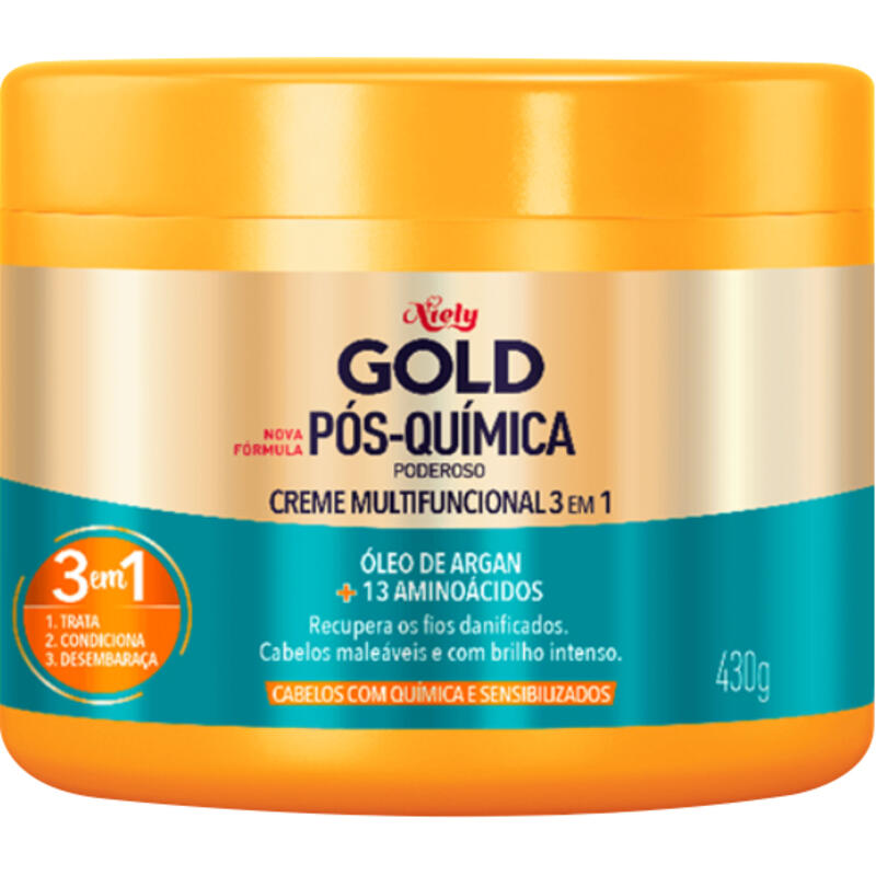 Creme de Tratamento NIELY GOLD Óleo de Argan Pós-Química 430g