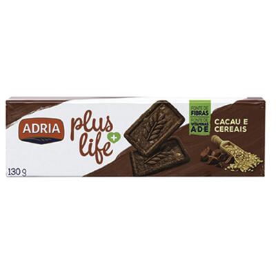 Biscoito Adria Plus Life Cacau e Cereais 130g