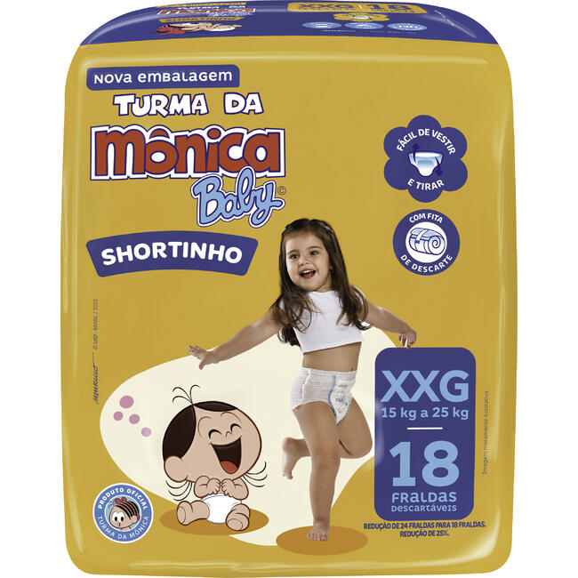 Fralda Descartável Turma da Mônica Short Jumbo XXG 18 un