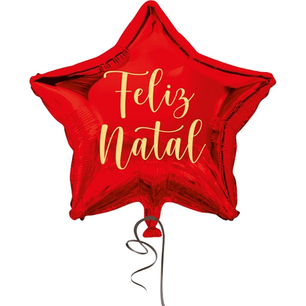 Balão Alegria & Festa Feliz Natal - Metalizado - Ref. FNV