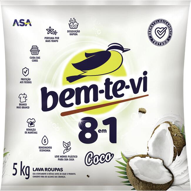 Lava Roupas em Pó Bem-te-vi Coco 5kg