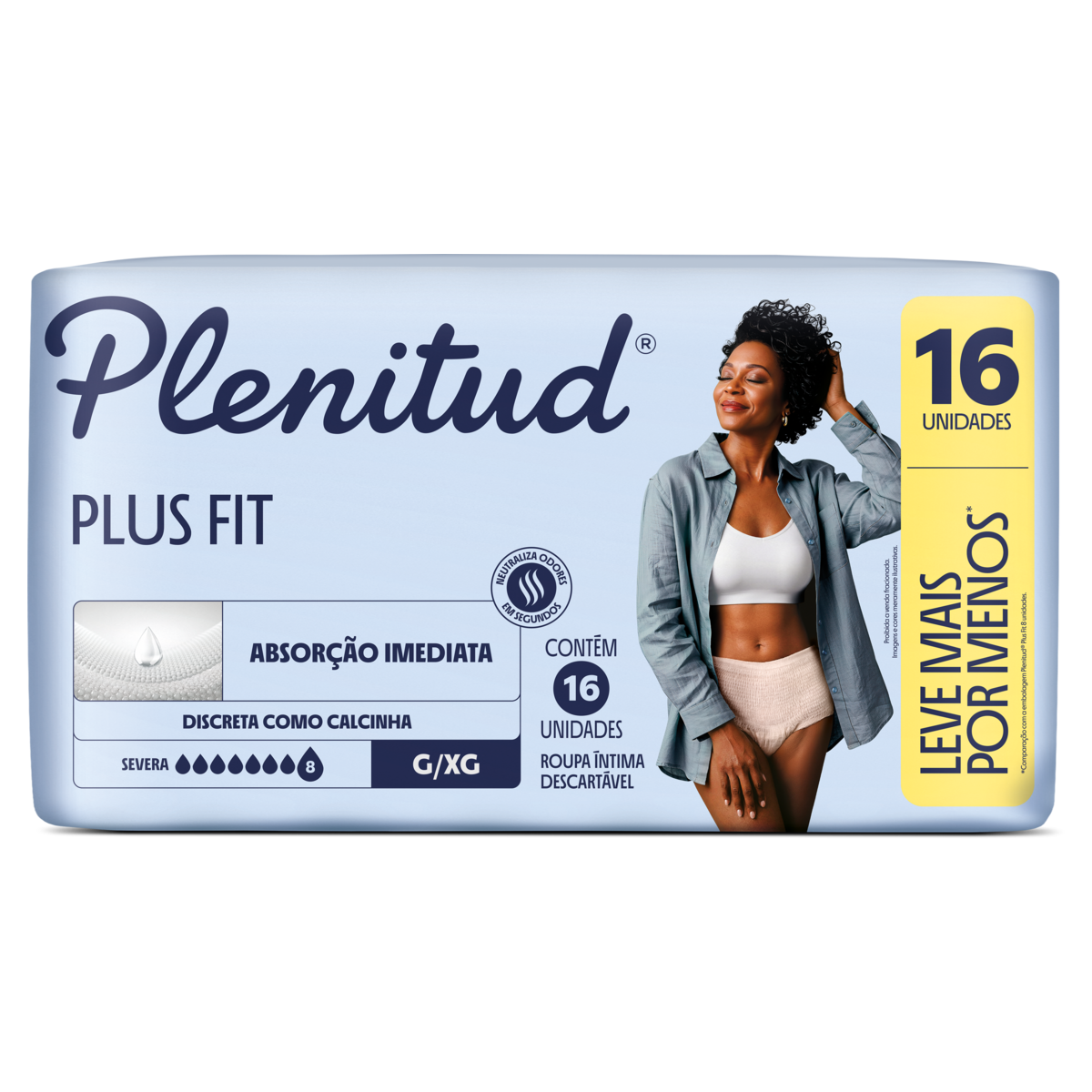 Roupa Íntima Descartável Unissex Plenitud Plus G/XG Pacote 16 Unidades Leve Mais Pague Menos