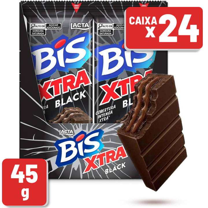 Chocolate Lacta Bis Xtra Black Pacote 45g Caixa c/ 24 un