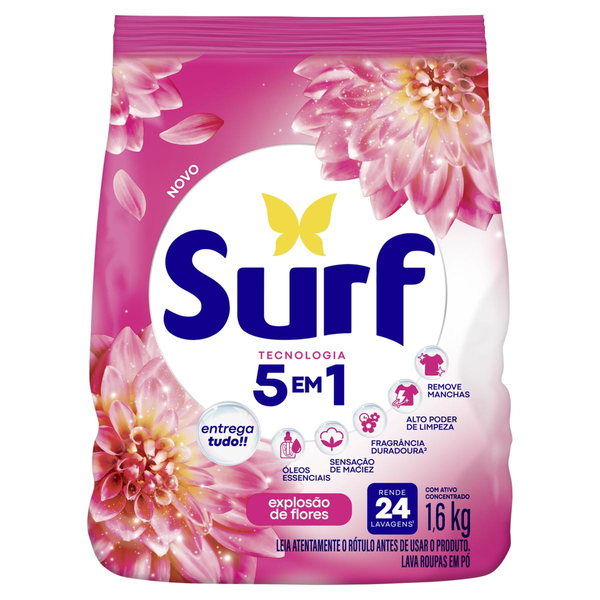 Sabão em Pó Surf 1,6kg - Flor-de-Lis e Rosas