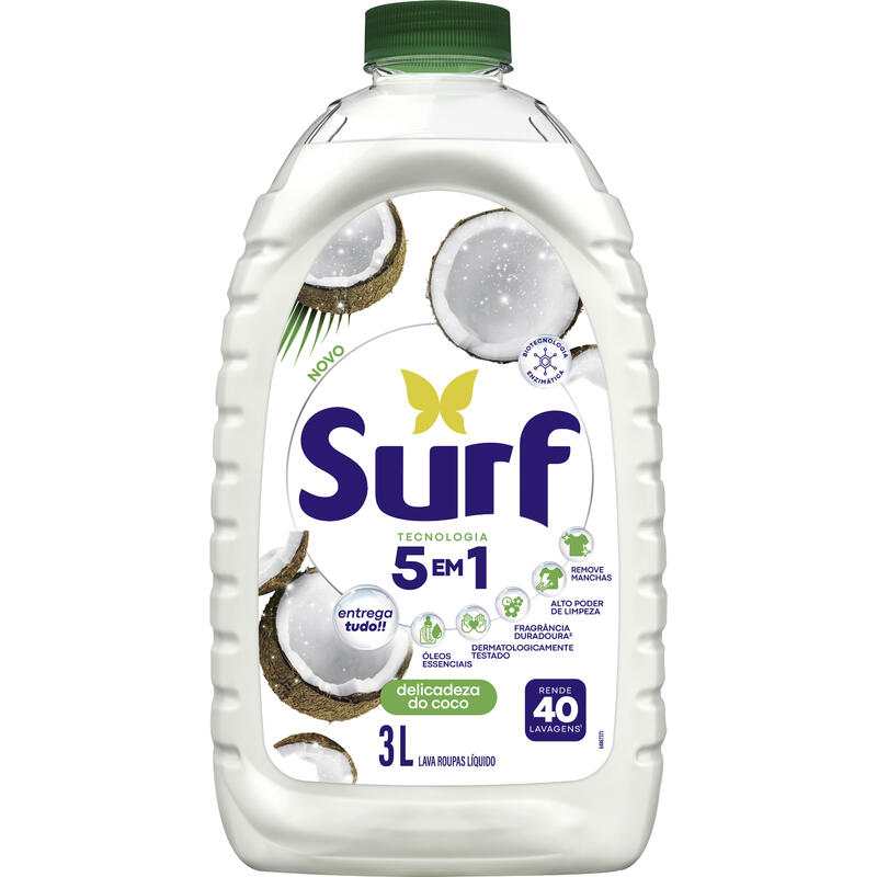 Lava-Roupas Líquido Delicadeza do Coco Surf Frasco 3l