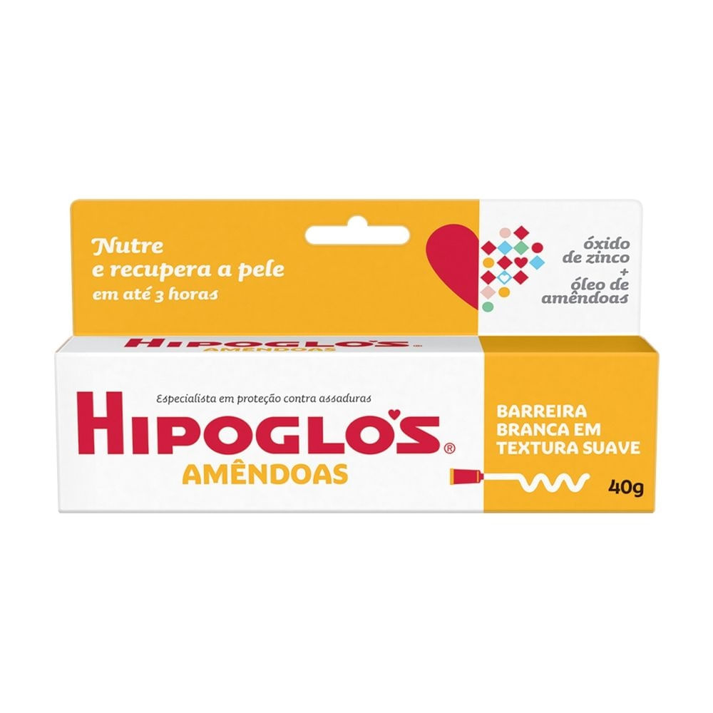 Creme para Assaduras HIPOGLÓS Amêndoas Óxido de Zinco + Óleo de Amêndoas 40g