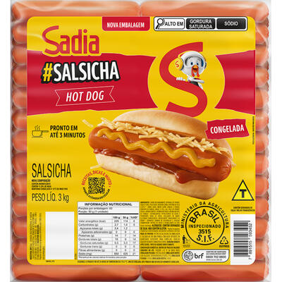 Salsicha Hot Dog Sadia Congelada 3kg