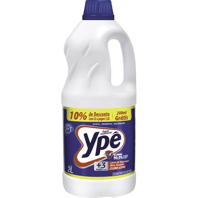 Água Sanitária Ypê Frasco Leve 2l Pague 1,8l