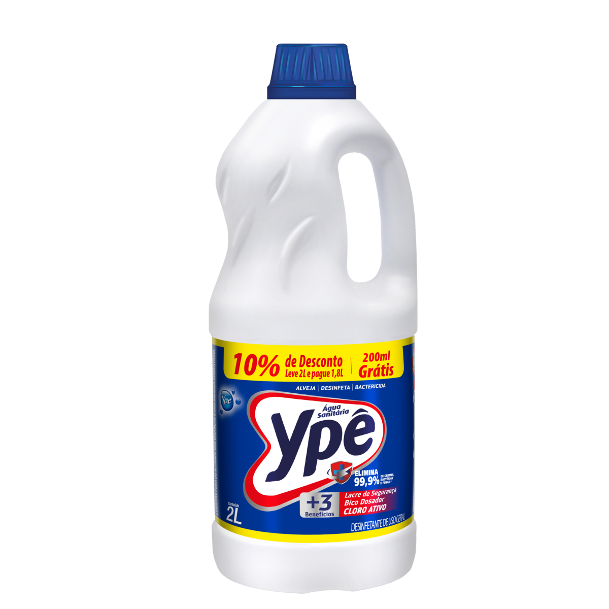 Água Sanitária Ypê Frasco Leve 2l Pague 1,8l