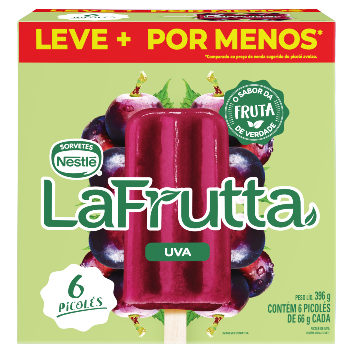 Pack Picolé Uva La Frutta Caixa 396g 6 Unidades Leve Mais Pague Menos